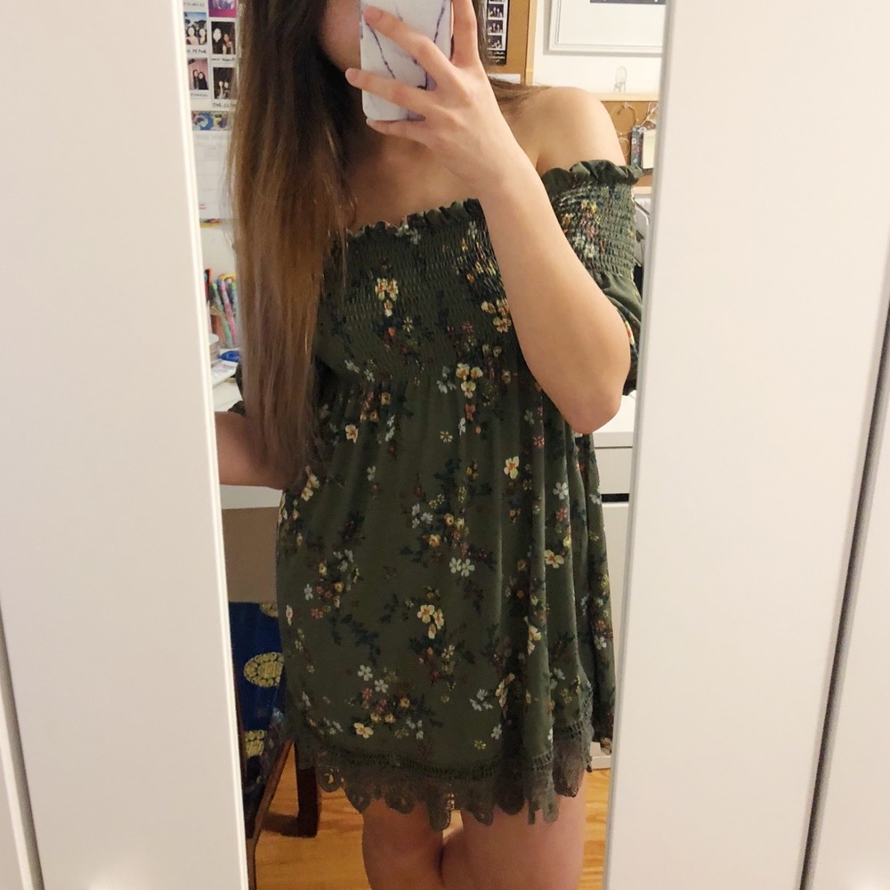 Target Forest Green Off The Shoulder Dress